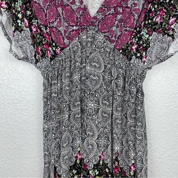 Xhilaration Womens Bho Paisley Elastic Waist V-Neck Dolman Midi Dress Medium - Picture 5 of 11